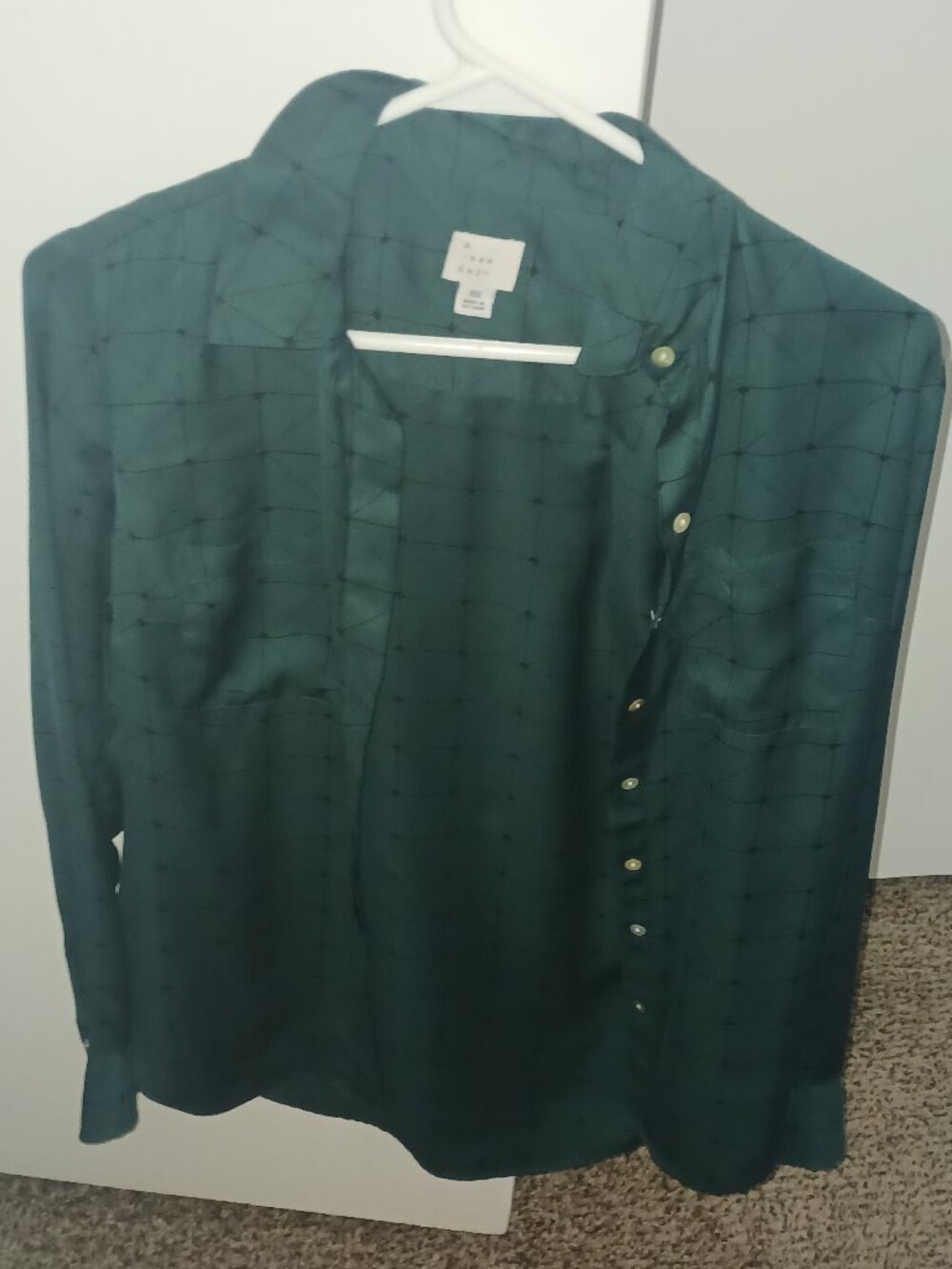 Green open front blouse